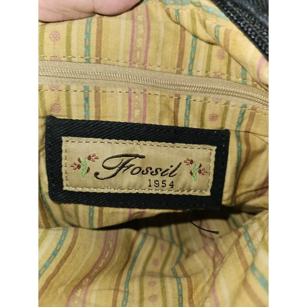 Fossil Crossbody Bag Canvas Dark Navy 7x8x2 - Picture 9 of 10